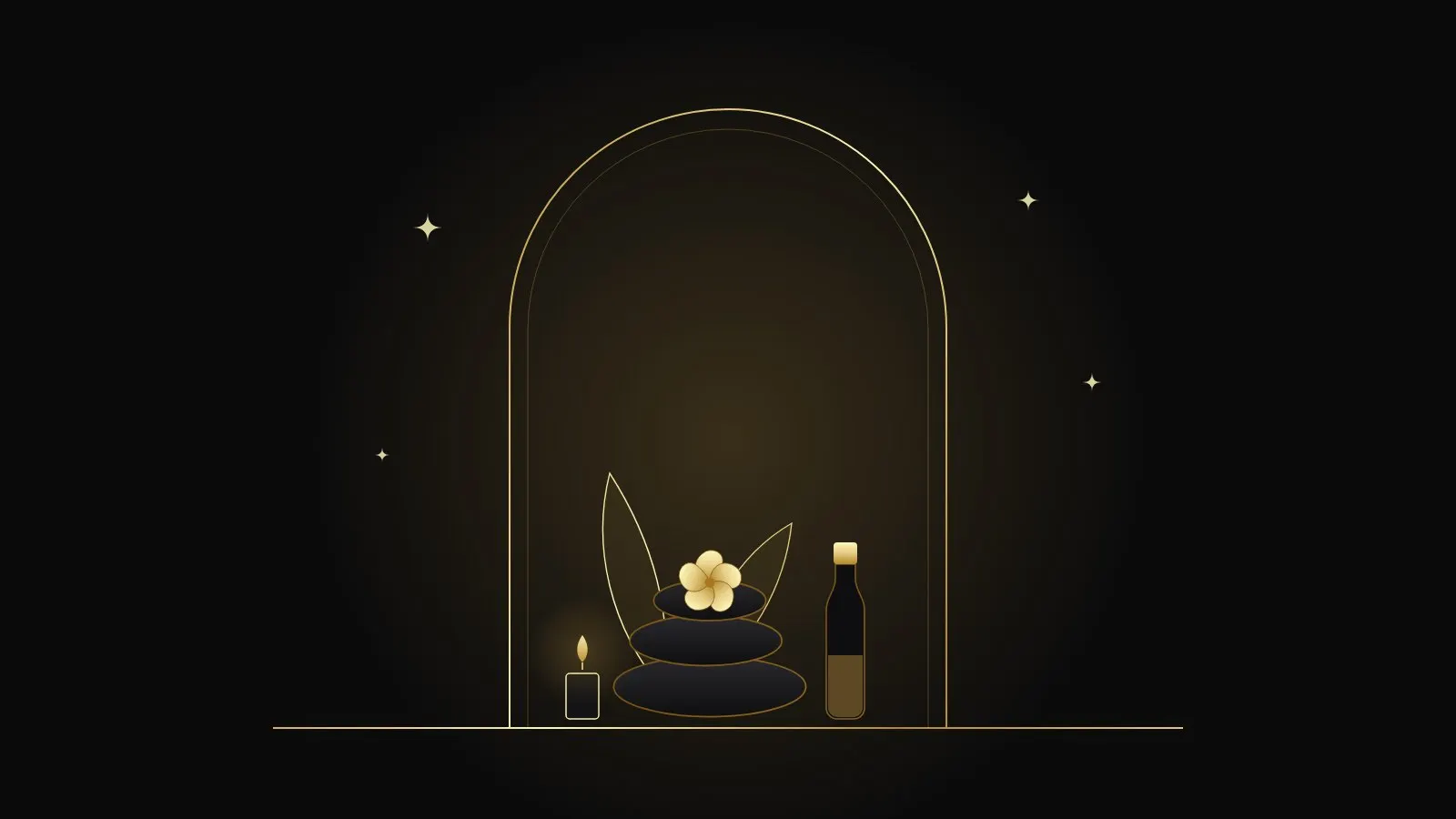 Gold line illustration on a dark background for the Fa Massage blog